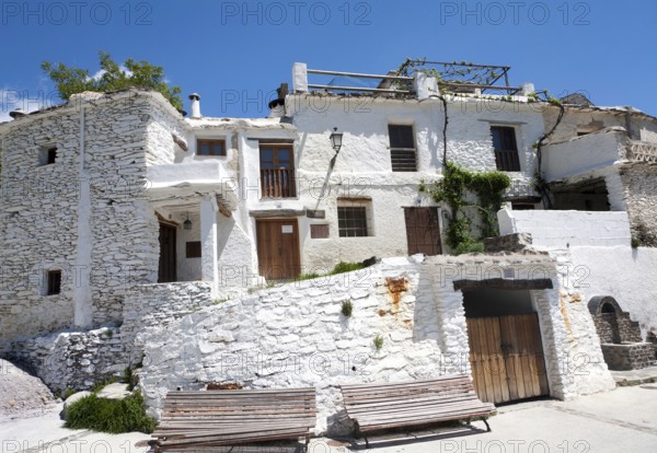 Houses in the village of Capileira, High Alpujarras, Sierra Nevada, Granada province, Spain, Europe