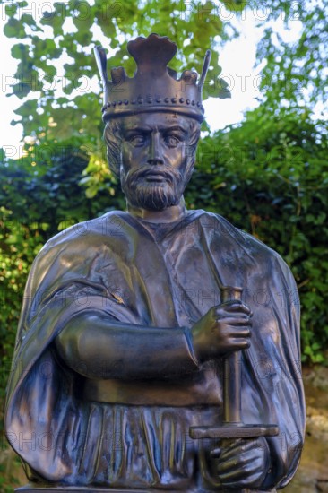 Emperor Henry III, monument at the monastery ruins, Hersfeld Monastery, Luther site, Bad Hersfeld, Hesse, Germany, Europe