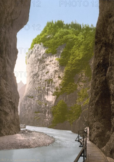 Lutschinen, Aareschlucht, Berner Oberland, Schweiz, Historische, digital restaurierte Reproduktion nach einem Original aus dem 19. Jahrhundert, Aufnahmedatum nicht angegeben