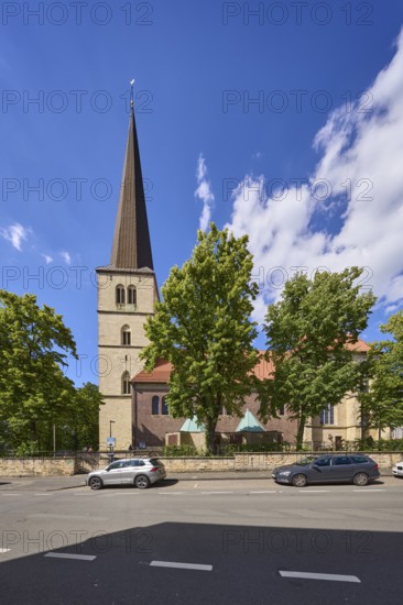 Church of St Viktor with Lüdinghauser Strasse in Dülmen, Münsterland, Coesfeld district, North Rhine-Westphalia, Germany, Europe