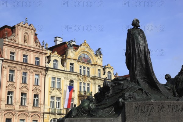 Jan Hus Monument on the Old Town Square, Prague, Czech Republic, Europe