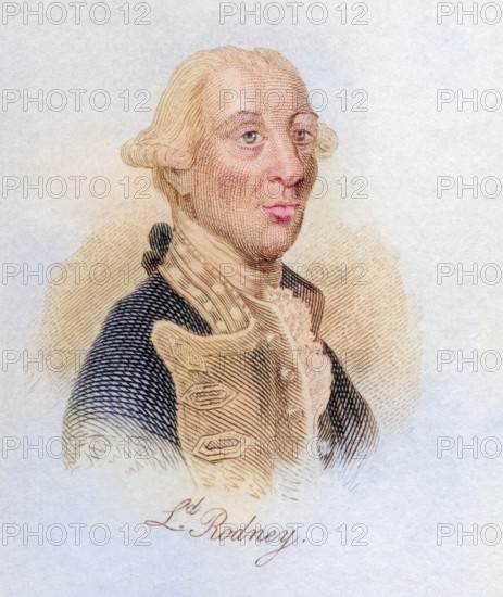 Admiral George Brydges Rodney, 1st Baron Rodney 1719, 1792, British naval officer. From the book Crabbs Historical Dictionary published 1825, Historical, digitally restored reproduction from a 19th century original, Record date not stated