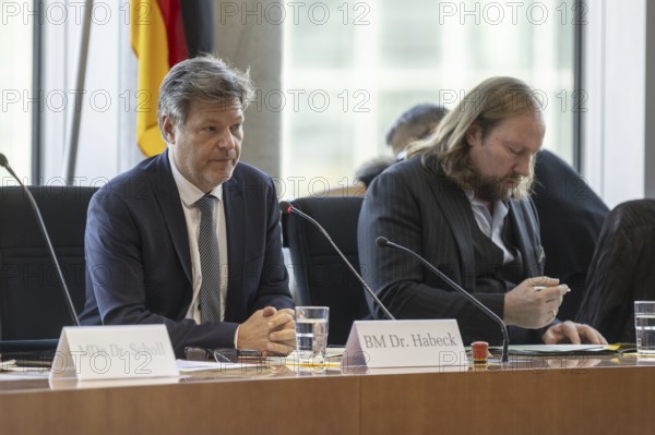 Committee on the Affairs of the European Union, Chairman Dr Anton Hofreiter, Alliance 90/The Greens, MP, receives Robert Habeck, Federal Minister for Economic Affairs and Climate Protection and Vice-Chancellor, in Berlin, 13.03.2024