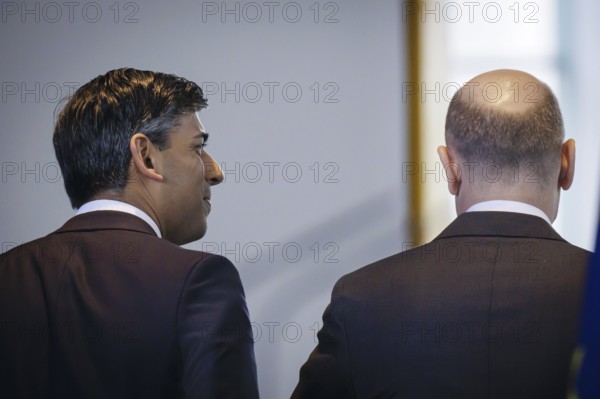 Olaf Scholz (SPD), Federal Chancellor, receives Rishi Sunak, Prime Minister of the United Kingdom of Great Britain and Northern Ireland, in the Chancellery. Berlin, 24.04.2024