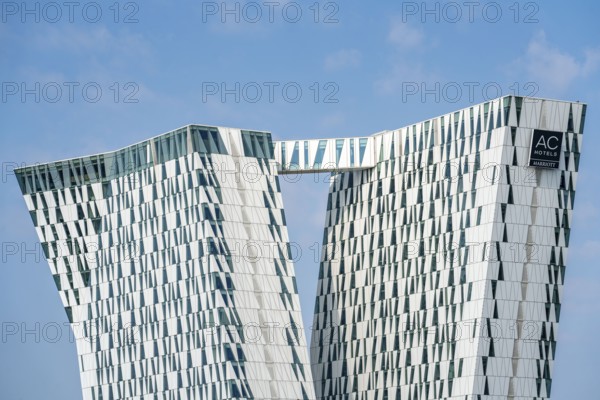 The Bella Sky Hotel, four-star hotel, at the Bella Center complex, Scandinavia's largest exhibition and conference centre, in the Ørestad district, with 790 rooms the largest hotel in Scandinavia, Copenhagen, Denmark, Europe