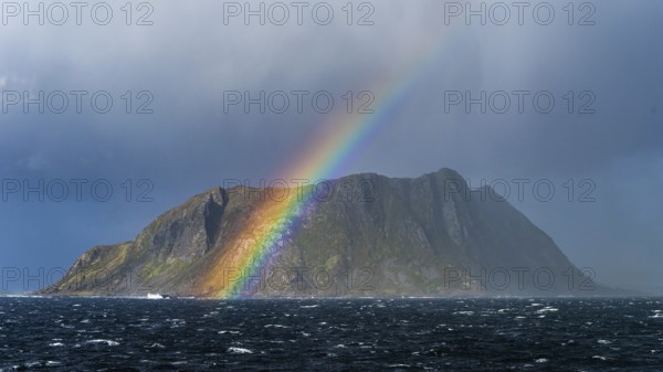 Rainbow over Fjord and Mountains, ALESUND, Geirangerfjord, Norway, Europe