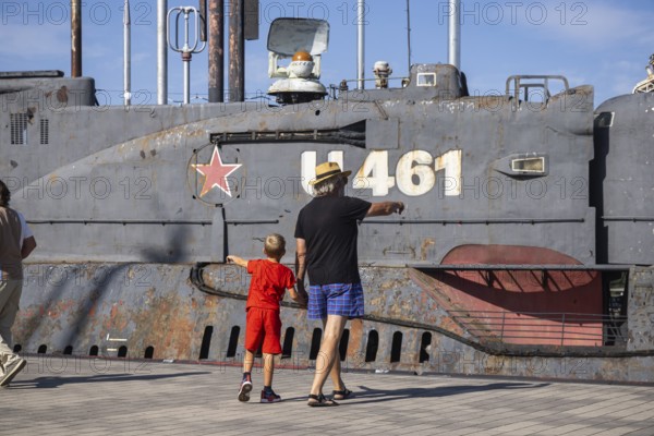 Submarine JULIETT U-461, former Russian submarine, tourist attraction in the Maritime Museum Peenemünde, Usedom Island, Mecklenburg-Western Pomerania, Germany, Europe