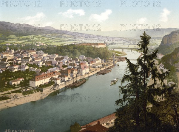 Decin, Tetschen, Bohemia, Czech Republic, around 1890, Historical, digitally restored reproduction from a 19th century original, Bohemia, Czech Republic, around 1890, Historical, digitally restored reproduction from a 19th century original, Europe