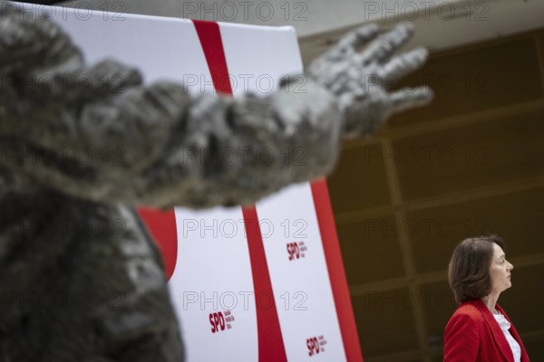 Katarina Barley, SPD lead candidate for the European elections, at a press conference in Berlin, 12 March 2024