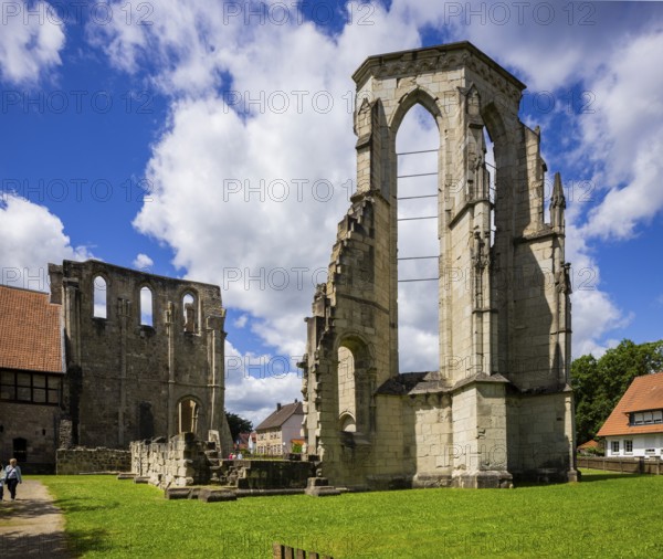 Walkenried Abbey is a former Cistercian abbey in Walkenried, situated on the southern edge of the Harz Mountains near the border triangle of Lower Saxony, Saxony-Anhalt and Thuringia. The building complex includes the ruins of the abbey church and the largely preserved Gothic cloister building. This was converted into the Walkenried Monastery Cistercian Museum in 2006. Since 2010, the monastery complex has been a UNESCO World Heritage Site as part of the Rammelsberg Mine, Goslar Old Town and Upper Harz Water Management Site, Walkenried Monastery, Walkenried, Lower Saxony, Germany, Europe