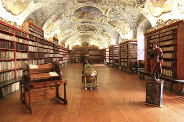 Prague Lesser Town, Monastery Library, Theological Hall in the Strahov Praemonstratensian Monastery, Prague, Czech Republic, Europe