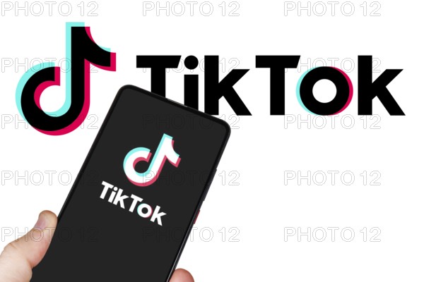 TikTok App Logo Tik Tok social media videos on smartphone and computer in Stuttgart, Germany, Europe