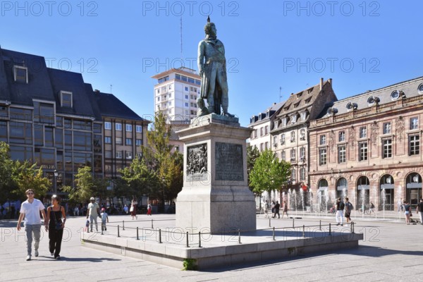 Strasbourg, France, September 2023: Statue of general Jean-Baptiste Kléber at square called 'Place Kléber', Europe