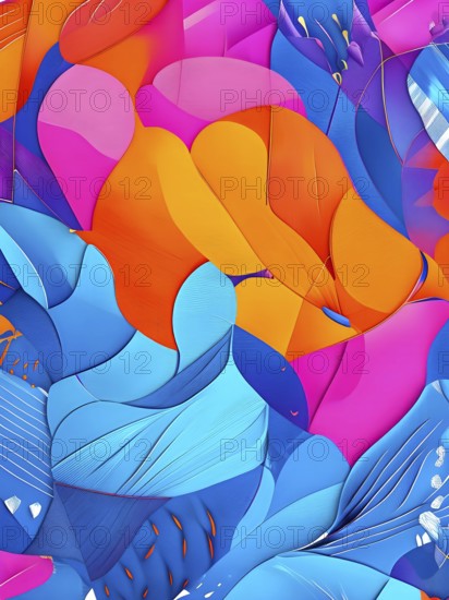 Vibrant patchwork of abstract shapes with pencil texture details, perfect for a variety of creative projects, AI generated