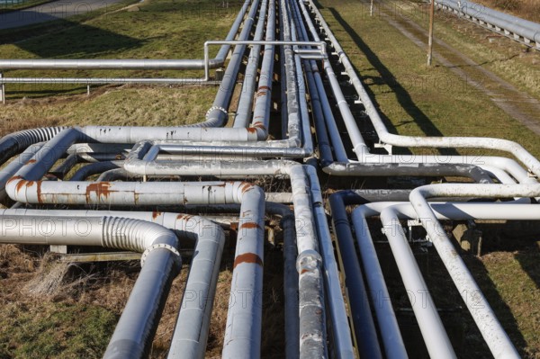 Crude oil pipeline of Ölhafen Rostock GmbH, EUROPORTS. The oil pipeline supplies the PCK refinery Schwedt, Rostock, 08/02/2023