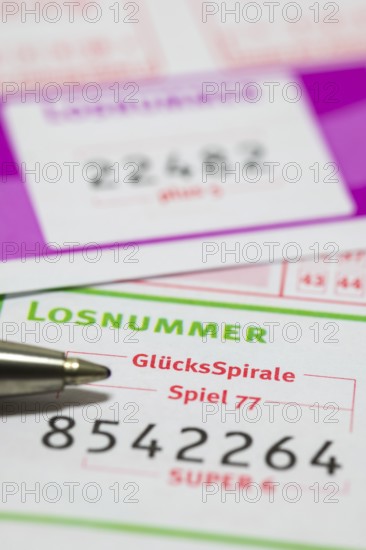 Ticket, lottery, betting slip, GlücksSpirale, Spiel 77, SUPER 6, biros