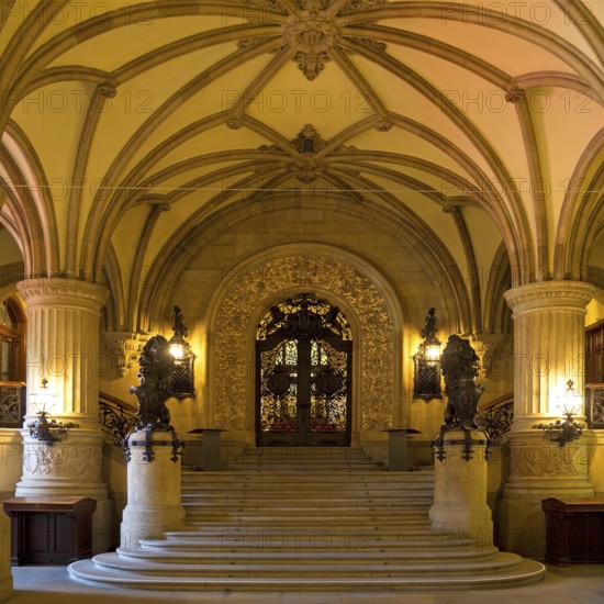 Columned hall with hallway to the Hamburg Senate, City Hall, Hamburg, Germany, Europe