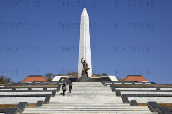 Obelisk on the Heldenacker or National Heroes' Acre, war memorial of the Republic of Namibia, near Windhoek, Auas Mountains, Khomas Region, Namibia, Africa