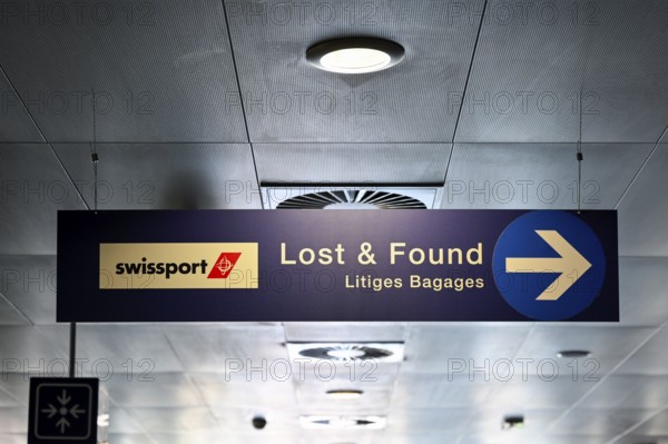 Swissport Lost and Found office sign, EuroAirport, Basel, Switzerland, Europe