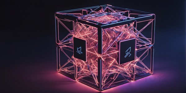 Interconnected cubes symbolizing a blockchain network, AI generated