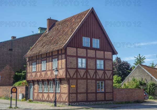 Medieval half-timbered house in the old town of Ystad, Skåne County, Sweden, Scandinavia, Europe