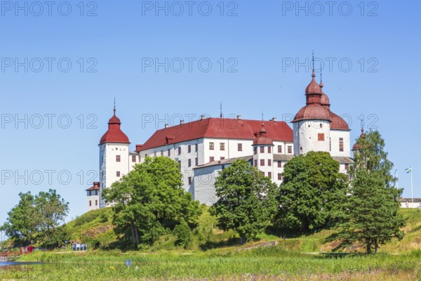 Läckö Castle, a Swedish baroque castle by Lake Vänern on a beautiful sunny summer day, Läckö, Lidköping, Sweden, Europe