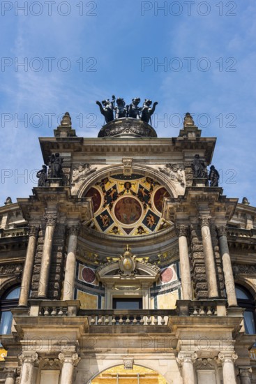 Semperoper in the Old Town, architecture, attraction, famous, equestrian statue, opera, music, historical, history, architecture, building, UNESCO, World Heritage Site, culture, cultural history, reconstruction, renovation, tourism, city trip, building, baroque, Saxony, Dresden, Germany, Europe