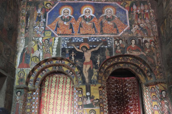 Amhara region, near Gondar, Gonder, mural painting in the church of Debre Berhan Selassie, built in the 17th century, UNESCO, world, heritage, cultural heritage, Ethiopia, Africa