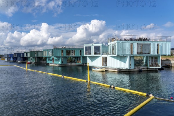 Urban Rigger, a floating village made of freight containers, for students, action against the housing shortage in study centres, Copenhagen, Denmark, Europe