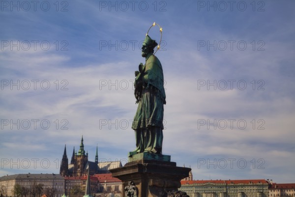 Statue on Charles Bridge, Hradcany, UNESCO World Heritage Site, Prague, Czech Republic, Europe