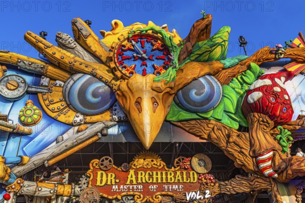 Virtual reality adventure ride, Dr Archibald-Master of Time, amusement ride and ghost train, Oktoberfest, Festwiese, Theresienwiese, Munich, Upper Bavaria, Bavaria, Germany, Europe