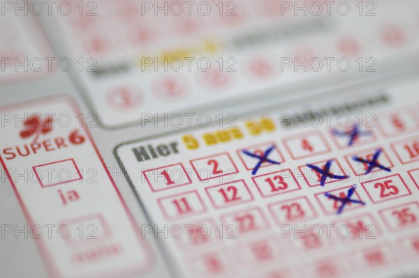 Game ticket, gambling, betting slip, betting slip, Toto, Lotto, EURO JACKPOT, 5 out of 50, SUPER 6