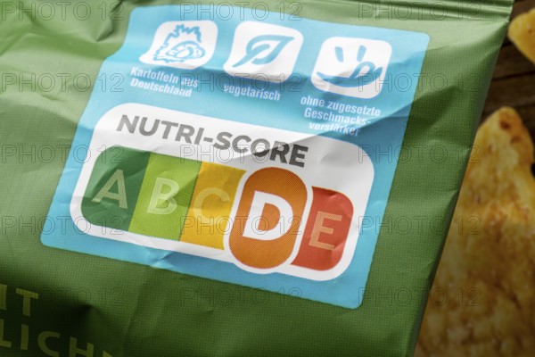 NUTRI-SCORE label on packaging, nutrition labelling system, food traffic light, Baden-Württemberg, Germany, Europe