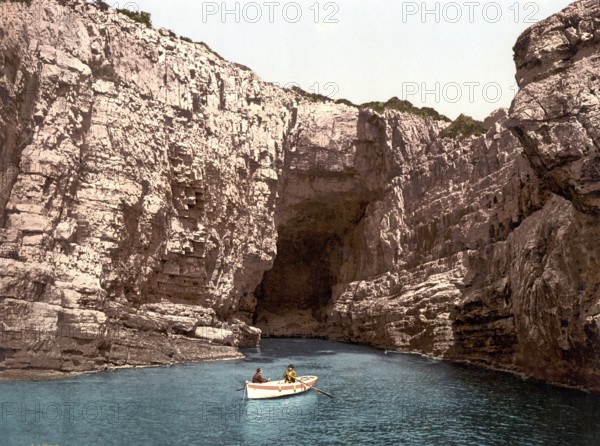 The Lacroma Cave, Ragusa, today Dubrovnik, Dalmatia, today Croatia, c. 1890, Historic, digitally restored reproduction from a 19th century original The Lacroma Cave, today Dubrovnik, Dalmatia, today Croatia, 1890, Historic, digitally restored reproduction from a 19th century original