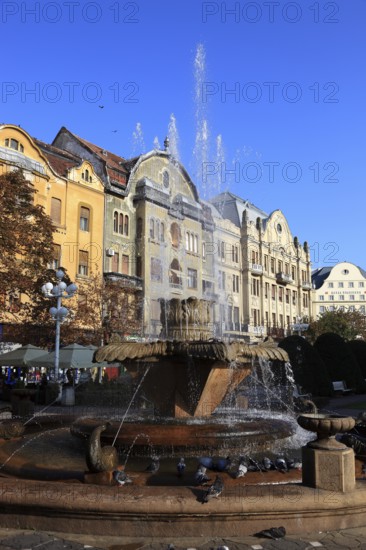 Banat, Timisoara, Timisoara, Old Town, Fountain at Piata Victoriei, Victory Square, Romania, Europe