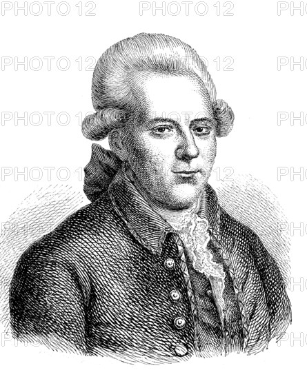 Georg Christoph Lichtenberg, 1 July 1742, 24 February 1799, a physicist, naturalist, mathematician, writer and the first German professor of experimental physics in the Age of Enlightenment, Historical, digital reproduction of an original from the 19th century