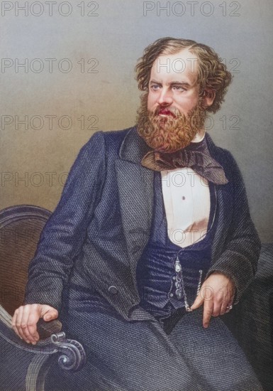 Albert Smith, 1816-1860, English humourist. Painted by DJ Pound after a photograph by Mayall. From the book The Drawing-Room Portrait Gallery of Eminent Personages, published in London 1859, digitally restored reproduction from a 19th century original, record date not stated