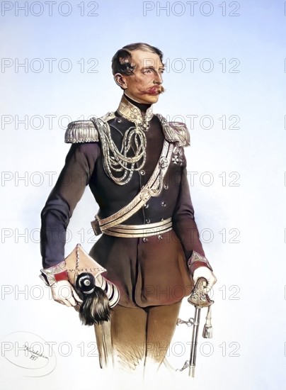 Hermann Reichsgraf von Nostitz-Rieneck (born 29 July 1812 in Türmitz, died 27 December 1895 in Prague) was an Austrian officer (General of the Cavalry) and owner of the Uhlan Regiment No. 13 as well as Imperial Royal Privy Councillor and Chamberlain, Historical, digitally restored reproduction from a 19th century original, Record date not stated