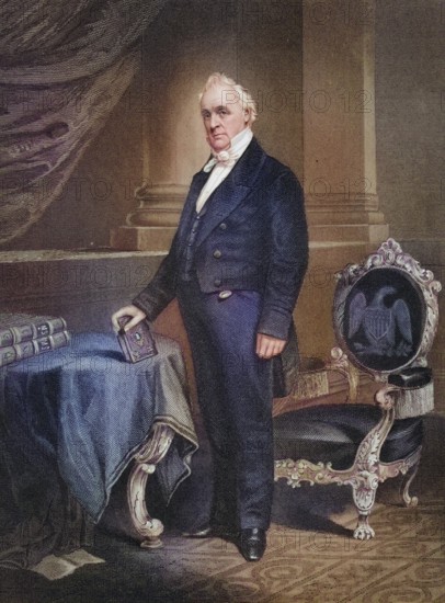 James Buchanan 1791 to 1868, 15th President of the United States 1857 to 1861, After a painting by Alonzo Chappel, Historic, digitally restored reproduction from a 19th century original, Record date not stated