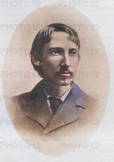 Robert Louis Balfour Stevenson, 1850-1894, Scottish writer, essayist and poet, Illustration from the book The Masterpiece Library of Short Stories, Historical, digitally restored reproduction from a 19th century original, Record date not stated