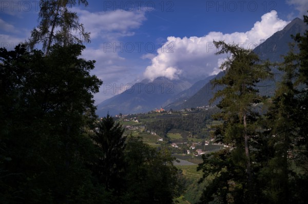 View of Johanneum, Student Convict, Dorf Tyrol, Tirolo, South Tyrol, Autonomous Province of Bolzano, Italy, Europe