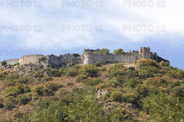 Citadel of the Byzantine ruined city of Mystras or Mistra on the Taygetos Mountains, UNESCO World Heritage Site, Laconia, Peloponnese, Greece, Europe