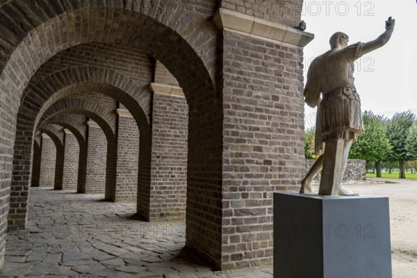 Xanten Archaeological Park, open-air museum on the site of the former Roman city of Colonia Ulpia Traiana, amphitheatre, walkway, North Rhine-Westphalia, Germany, Europe