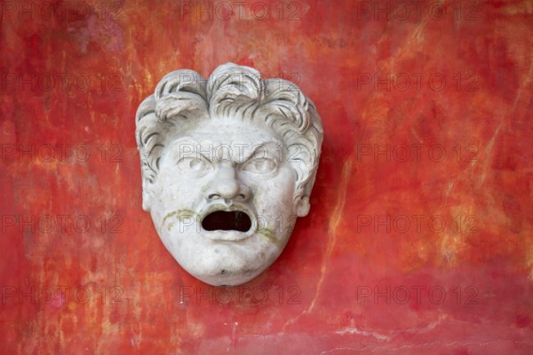 Ancient theatre mask from Rome, Collection of Ancient Sculpture, Ny Carlsberg Glyptotek or New Carlsberg Glyptothek, Art Museum of Sculpture and Painting, Copenhagen, Denmark, Europe