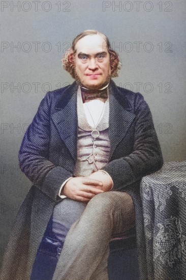 James Wilson, 1805-1860, British politician, statesman, statistician and Chancellor of the Exchequer. Painted by DJPound after a photograph by Davy. From the book The Drawing-Room of Eminent Personages, Volume 2, published in London 1860, digitally restored reproduction from a 19th century original, record date not stated