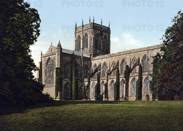 Abbey church of Milton, The former town of Milton, or Middleton, in Dorset, England, c. 1890, Historic, digitally restored reproduction from a 19th century original