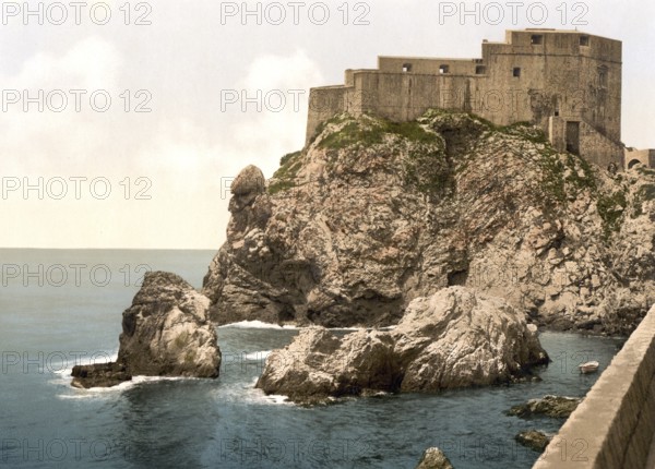 Ragusa, now Dubrovnik, San Lorenzo Fort, Dalmatia, Croatia, Austro-Hungary, digitally restored reproduction from a 19th century original, record date not stated, now Dubrovnik, San Lorenzo Fort, Dalmatia, Croatia, Austro-Hungary, digitally restored reproduction from a 19th century original, record date not stated, Europe