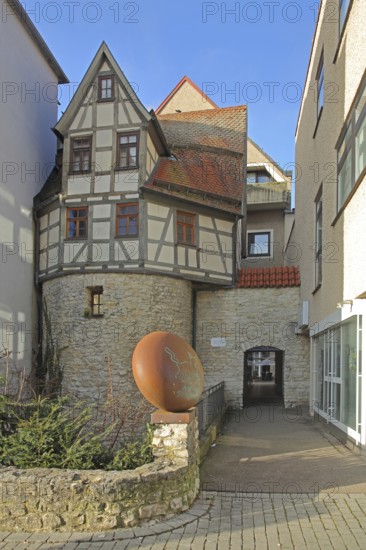 Türmle, town tower built in the 14th century with historic town fortifications, half-timbered house, Heidenheim an der Brenz, Swabian Alb, Baden-Württemberg, Germany, Europe