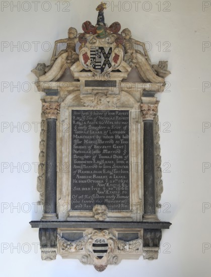 Revett family memorial inside Church of All Saints, Brandeston, Suffolk, England, UK