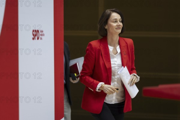 Katarina Barley, SPD lead candidate for the European elections, at a press conference in Berlin, 12 March 2024